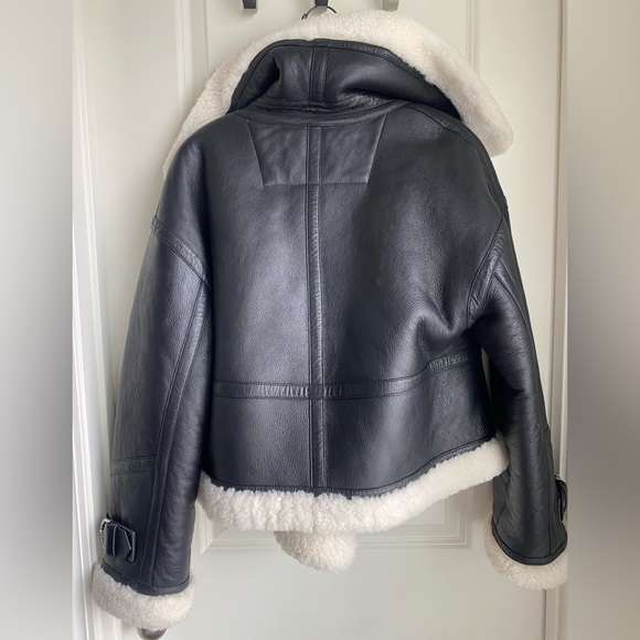 Shoreditch Ski Club Women's Shearling Lined Leather Daia jacket - Picture 9 of 13